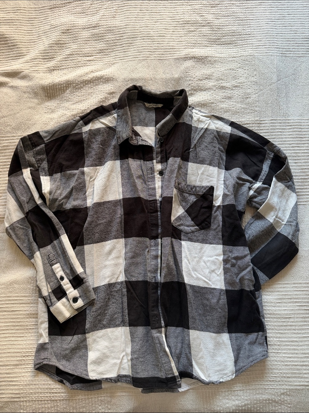 Monki Black & White Buffalo Check Button-Up Shirt